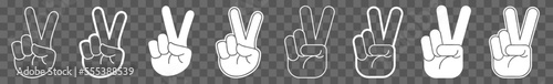 Peace Sign Icon White Peace Sign Victory Hand Set | Peace Signs Symbol Vector Illustration Logo | Peace Sign V Peace Sign Fingers Isolated Collection