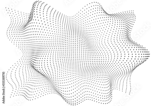 Halftone pattern overlay - 3d abstract shape design element - curved rectangle