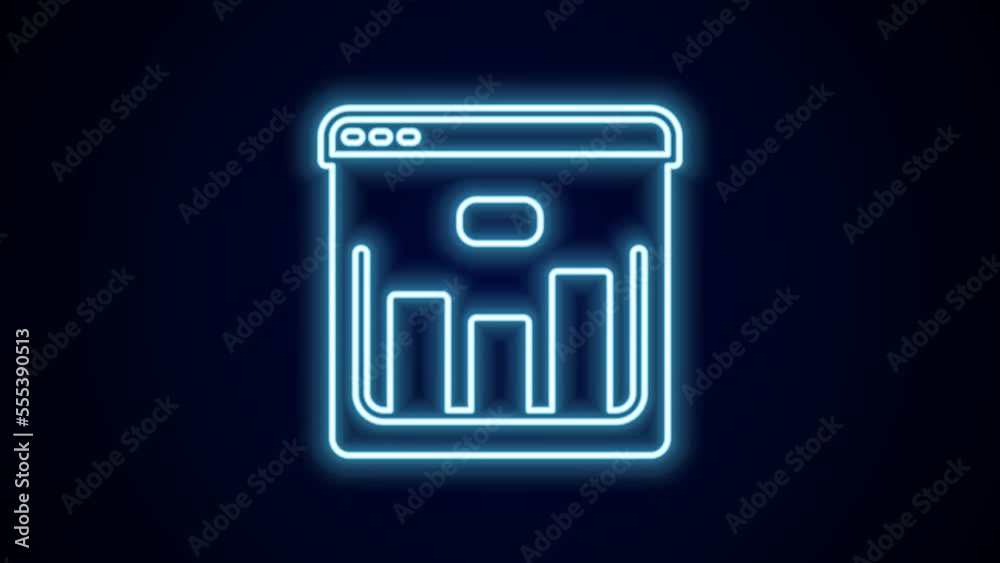 Glowing neon line Browser with stocks market growth graphs and money icon isolated on black background. Monitor with stock charts arrow on screen. 4K Video motion graphic animation Glowing neon line Browser with stocks market growth graphs and money icon isolated on black background. Monitor with stock charts arrow on screen. 4K Video motion graphic animation