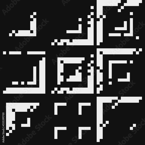 Abstract seamless fashion trend pattern fabric textures  black and white pattern  brick wall pixel art vector monochrome illustration. Design for web and mobile app.