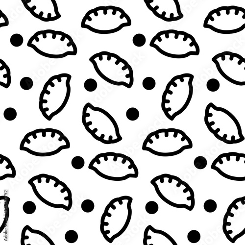 餃子と水玉のシームレスパターンイラスト　背景素材