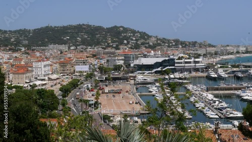 Cannes city and port seen from Le suquet district, Cote d'Azur, France photo