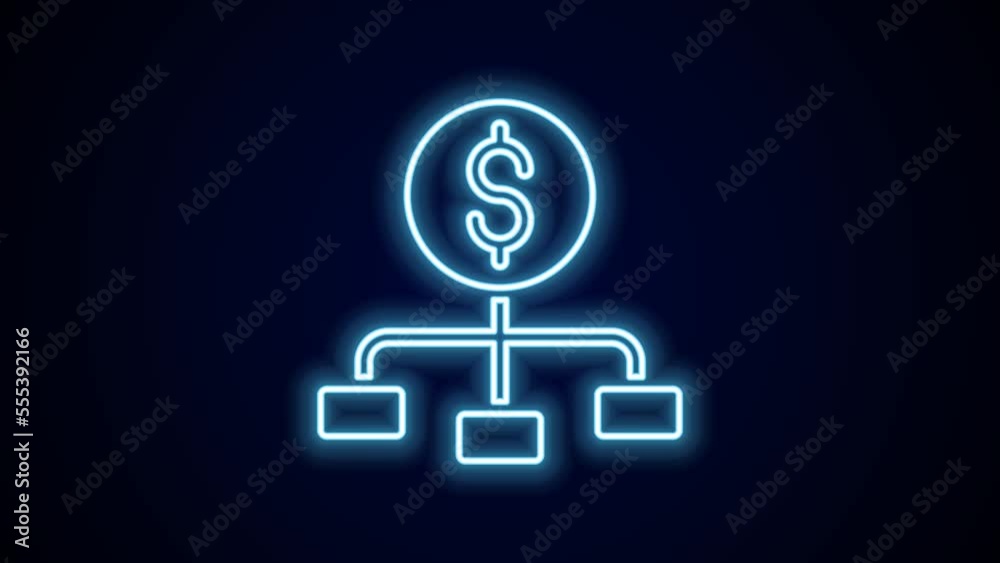 Glowing neon line Dollar on top of financial hierarchy icon isolated on black background. 4K Video motion graphic animation Glowing neon line Dollar on top of financial hierarchy icon isolated on black background. 4K Video motion graphic animation