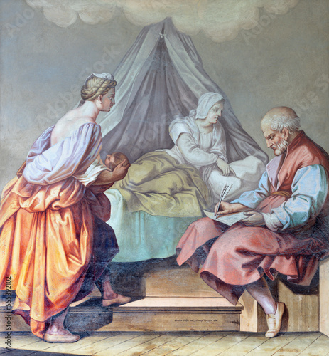 Canvas Print ALAGNA, ITALY - JULY 16, 2022: The fresco of Nativity of St