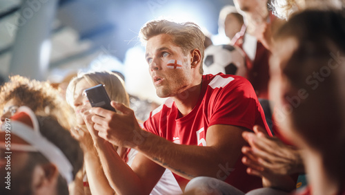 Photography Sport Stadium Event: Handsome Caucasian Man Cheering