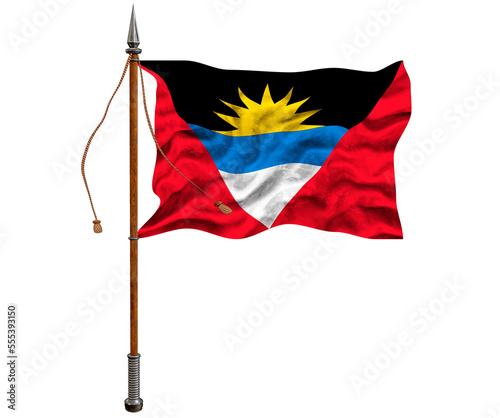 National flag of Antigua and Barbuda. Background with flag of Antigua and Barbuda.