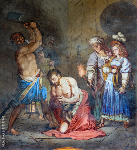 Obraz na plátně ALAGNA, ITALY - JULY 16, 2022: The fresco of Nativity of St