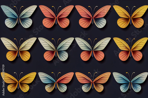 butterfly seamless pattern, generative ai illustration photo