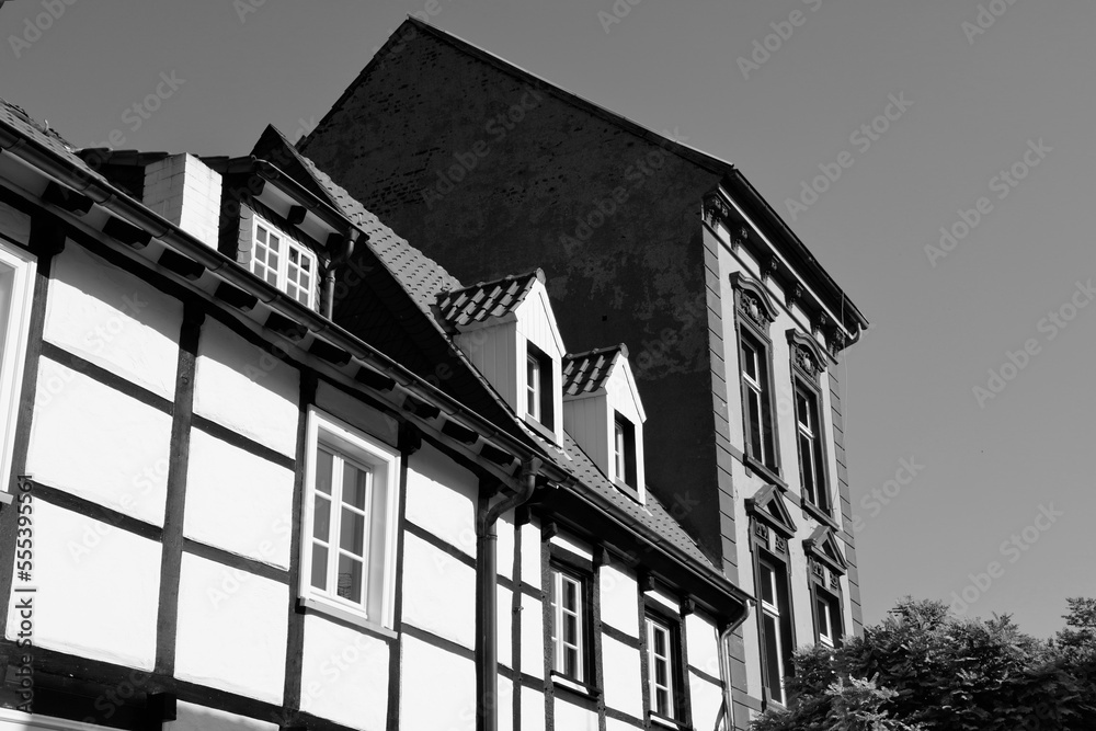 Muelheim an der Ruhr, Germany. Black and white vintage style photo.