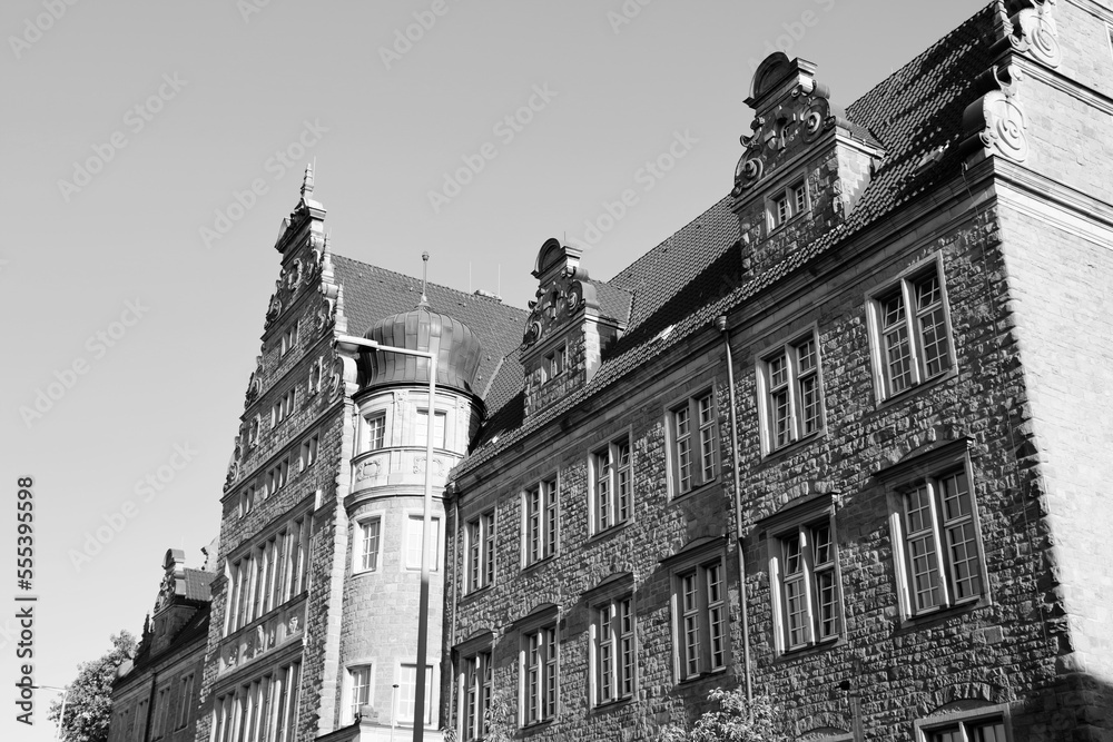 Courthouse in Germany (Amtsgericht) - Oberhausen. Black and white vintage style photo.