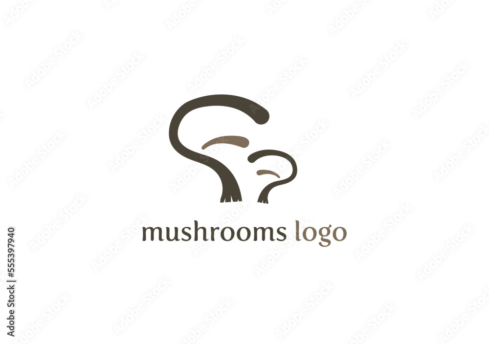 Champignon mushrooms logo concept flat, simple design Champignon mushrooms logo concept flat, simple design