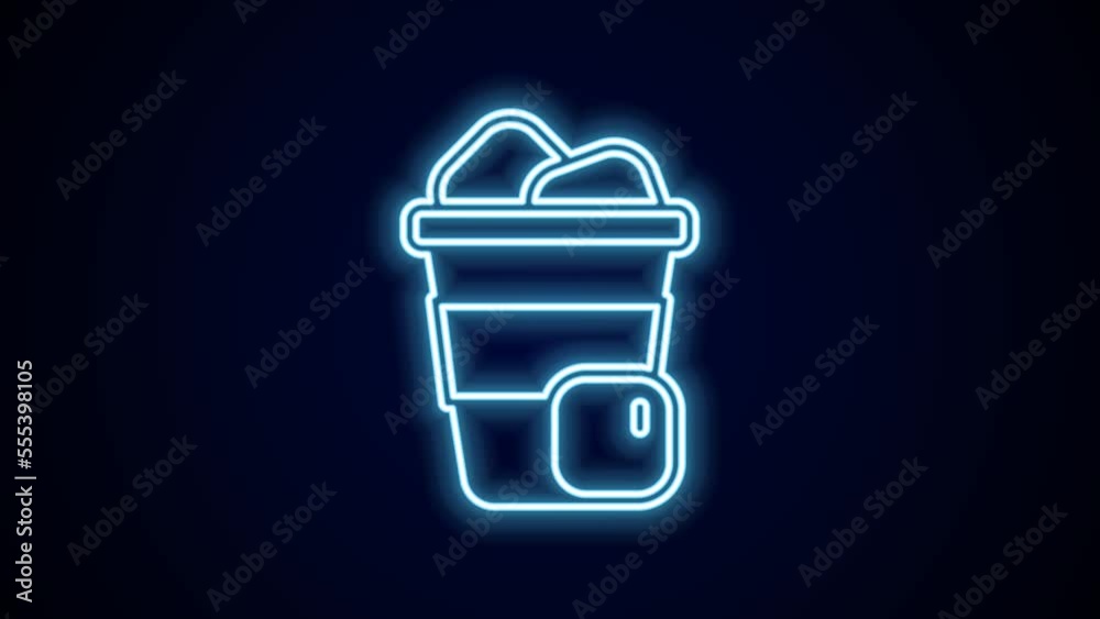 Glowing neon line Iced coffee icon isolated on black background. 4K Video motion graphic animation Glowing neon line Iced coffee icon isolated on black background. 4K Video motion graphic animation