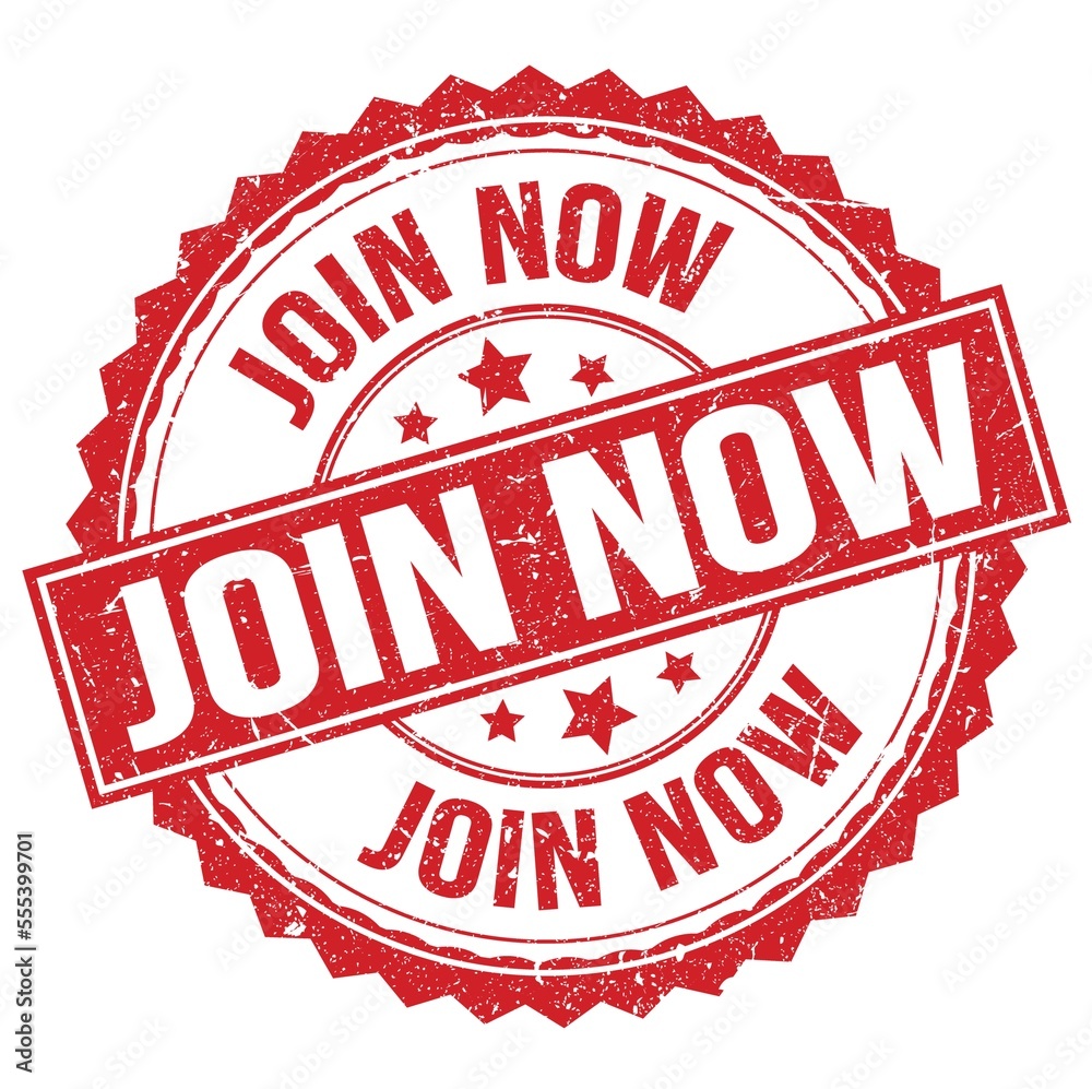JOIN NOW text on red round stamp sign JOIN NOW text on red round stamp sign