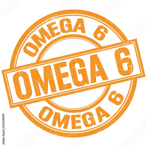 OMEGA 6 written word on orange stamp sign
