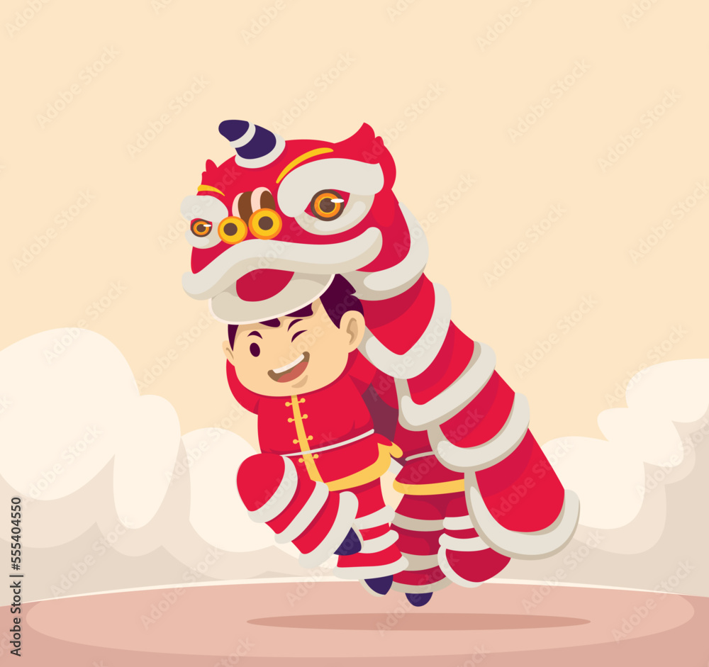 Fototapeta premium Chinese Barongsai Illustration
