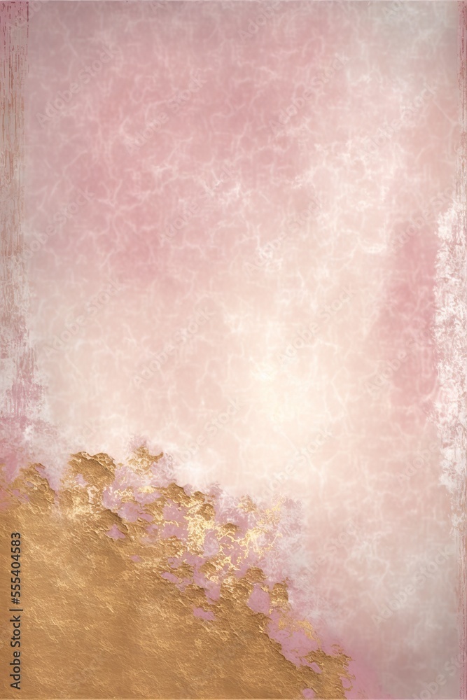 Fototapeta premium Old Venetian style stucco texture background. Aged wall. Rose and gold. Generative ai. 