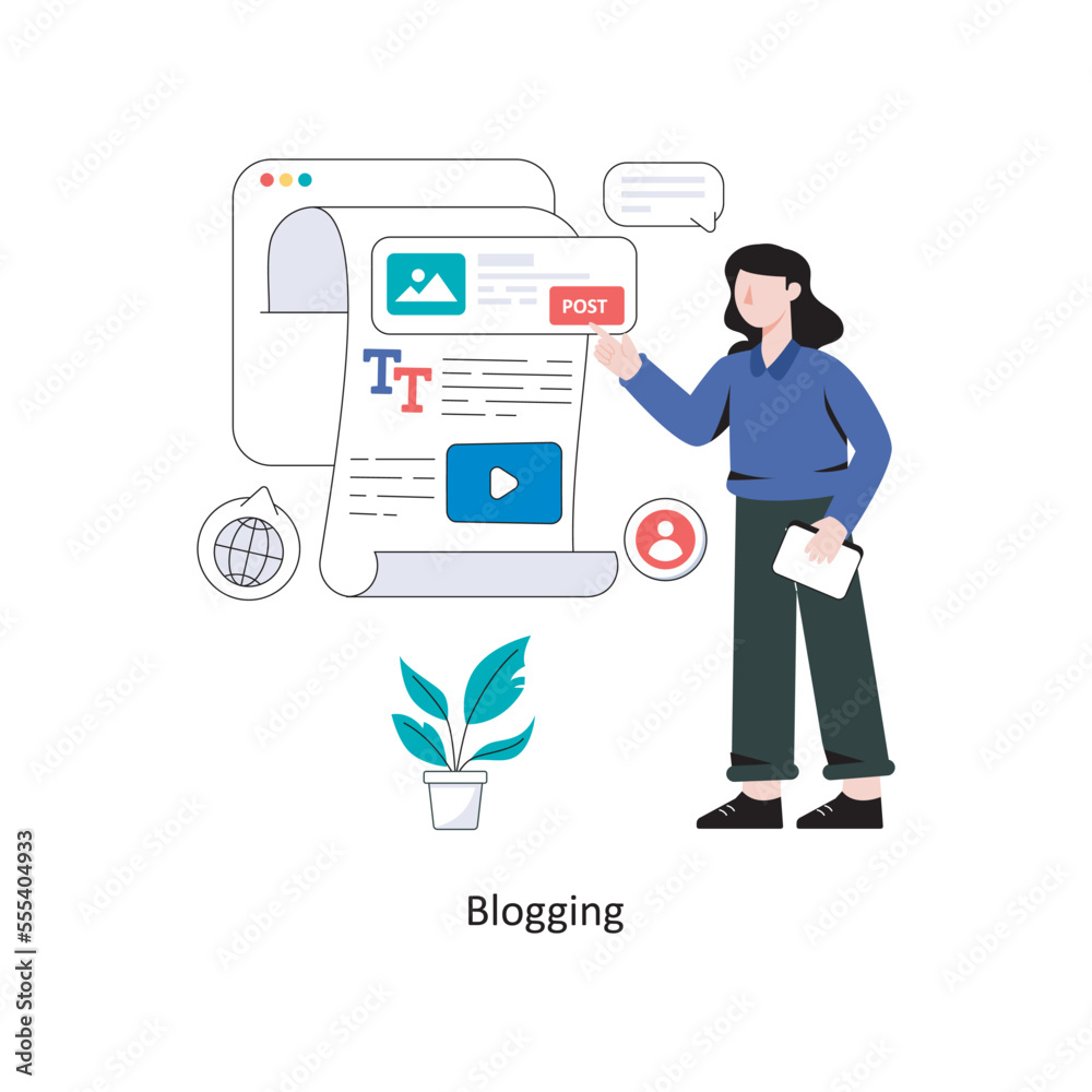 Blogging Flat Style Design Vector illustration. Stock illustration