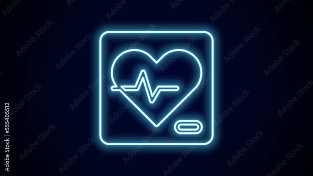 Glowing neon line Heart rate icon isolated on black background. Heartbeat sign. Heart pulse icon. Cardiogram icon. 4K Video motion graphic animation Glowing neon line Heart rate icon isolated on black background. Heartbeat sign. Heart pulse icon. Cardiogram icon. 4K Video motion graphic animation