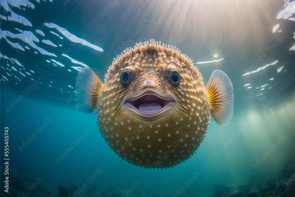 Happy Puffer Fish Underwater Generative AI Stock Illustration Adobe happy-puffer-fish-underwater-generative-ai-stock-illustration-adobe
