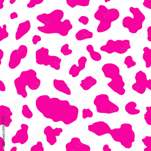 Pink Animal Print. Pink Cow spots seamless pattern. animal pattern. cow print. good for fabric, costume, fur, coat, fashion, dress, wallpaper, background.