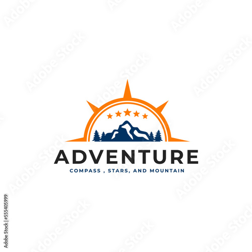 Adventure Exploration Mountain Compass Outdoor Badge Symbol