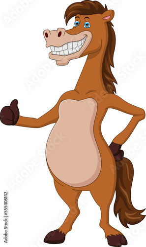 cartoon cute horse thumbs up