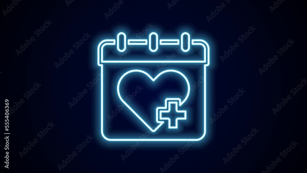 Glowing neon line Doctor appointment icon isolated on black background. Calendar, planning board, agenda, consultation doctor. 4K Video motion graphic animation Glowing neon line Doctor appointment icon isolated on black background. Calendar, planning board, agenda, consultation doctor. 4K Video motion graphic animation