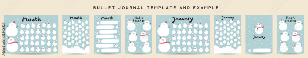 Bullet journal template. Vector illustration. Bullet journal template. Vector illustration.