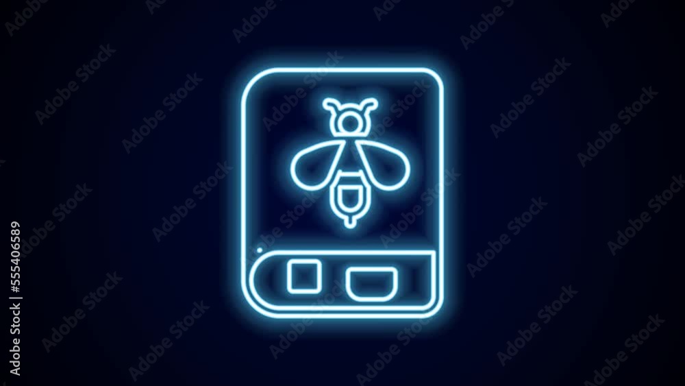 Glowing neon line Book about bee icon isolated on black background. Sweet natural food. Honeybee or apis with wings symbol. Flying insect. 4K Video motion graphic animation Glowing neon line Book about bee icon isolated on black background. Sweet natural food. Honeybee or apis with wings symbol. Flying insect. 4K Video motion graphic animation
