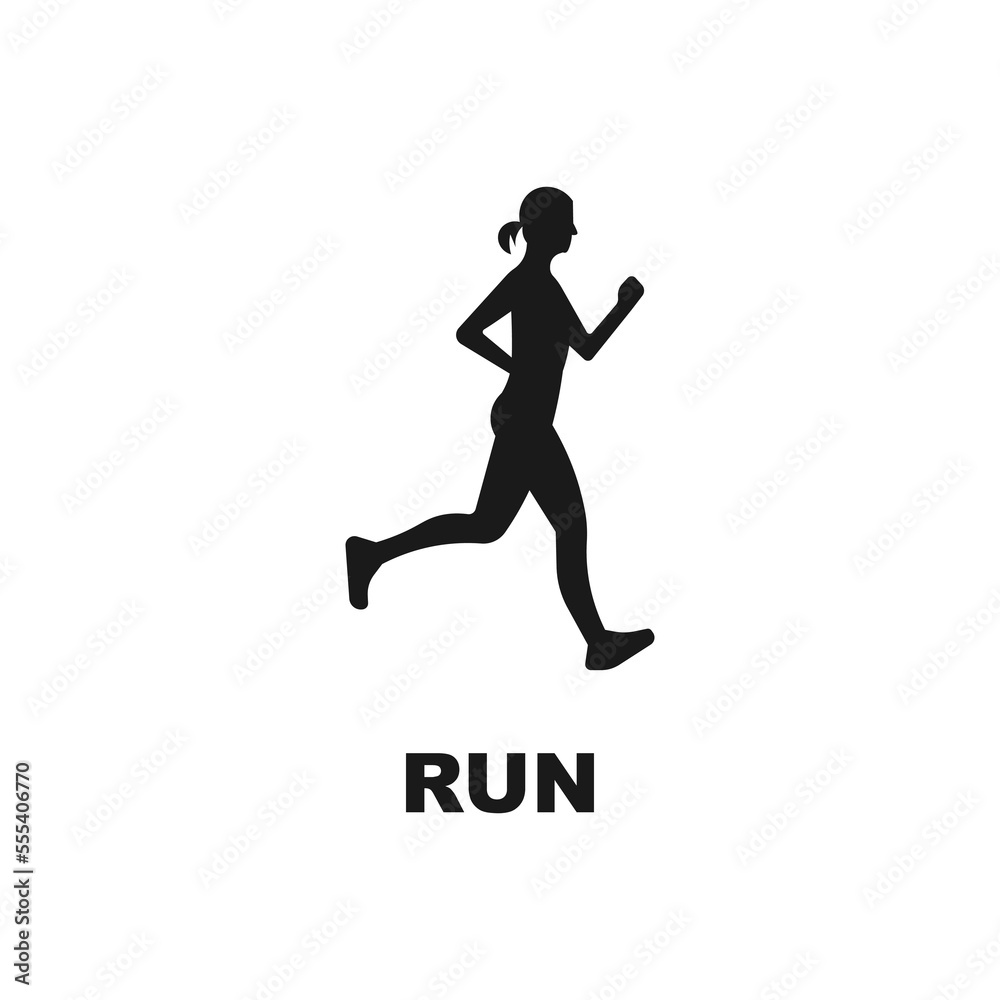 Female runner black silhouette. Jogging logo. Marathon icon, sign or symbol. Simple vector illustration. Female runner black silhouette. Jogging logo. Marathon icon, sign or symbol. Simple vector illustration.