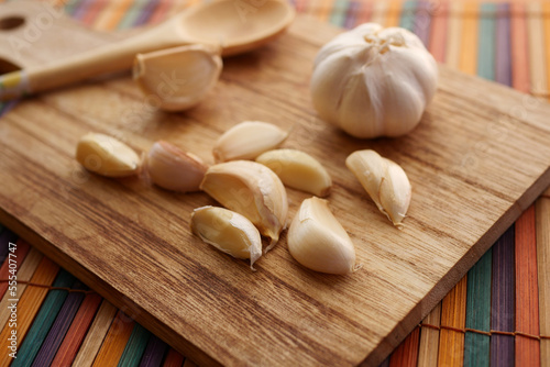 close up pf garlic on white background 