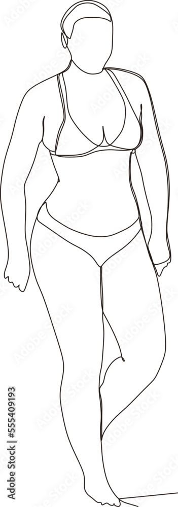 continuous line of women in summer bikinis continuous line of women in summer bikinis