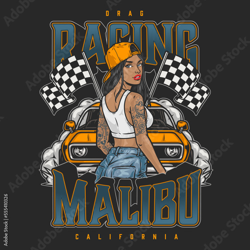 Malibu girl racer colorful poster