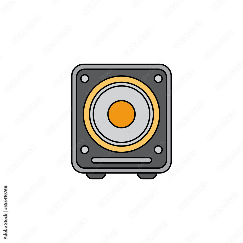 Subwoofer icon in color, isolated on white background Subwoofer icon in color, isolated on white background