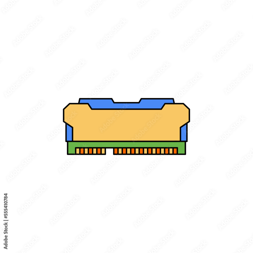 Gaming RAM icon in color, isolated on white background Gaming RAM icon in color, isolated on white background