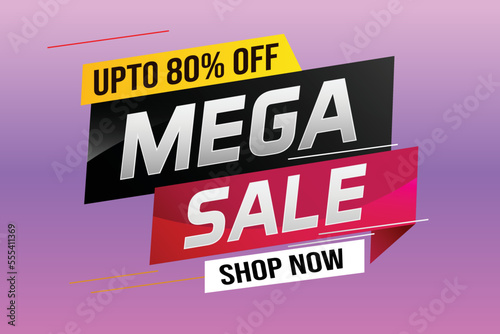 mega sale word concept vector illustration with lines and 3d style, landing page, template, ui, web, mobile app, poster, banner, flyer, background, gift card, coupon, label, wallpaper  © Flow