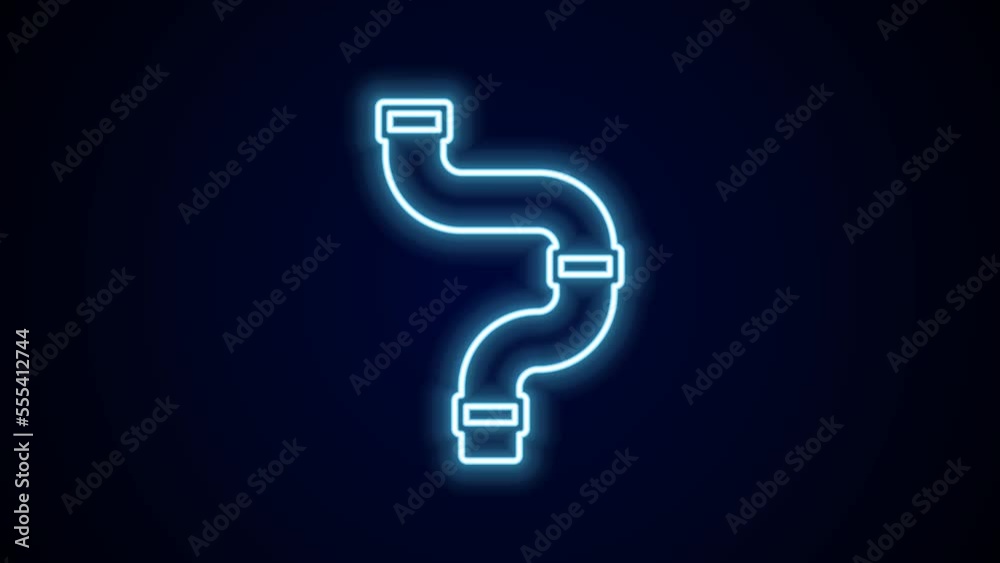 Glowing neon line Industry metallic pipe icon isolated on black background. Plumbing pipeline parts of different shapes. 4K Video motion graphic animation Glowing neon line Industry metallic pipe icon isolated on black background. Plumbing pipeline parts of different shapes. 4K Video motion graphic animation