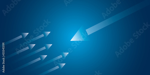 Small arrow group with one big arrow on dark blue background. Design for conflict of interest or confrontation, opposition, change concept. copy space for the text. illustration design style. photo