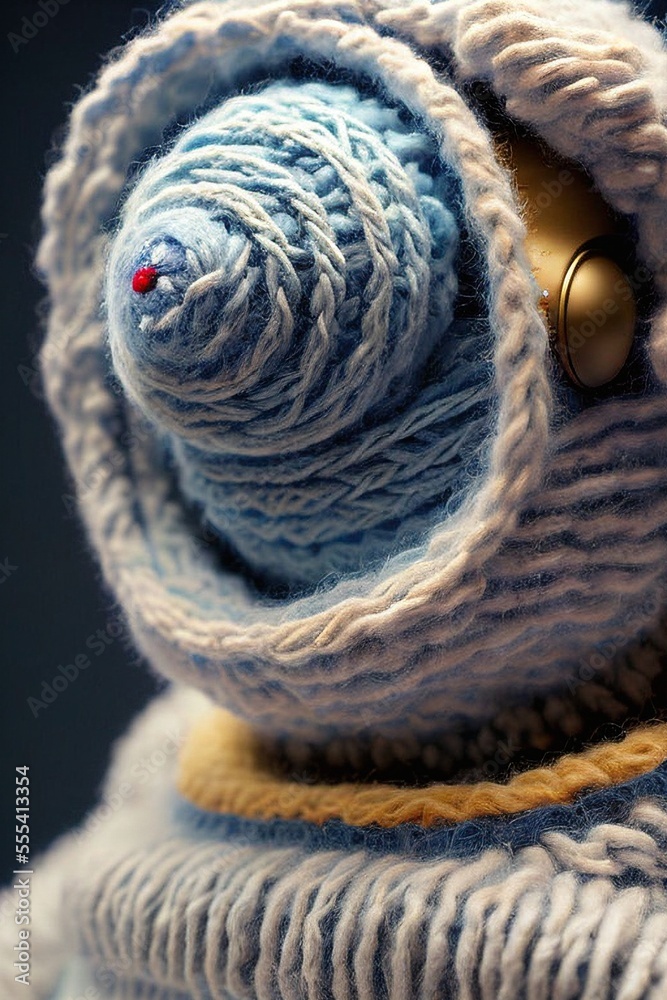 close up of wool alien astronaut