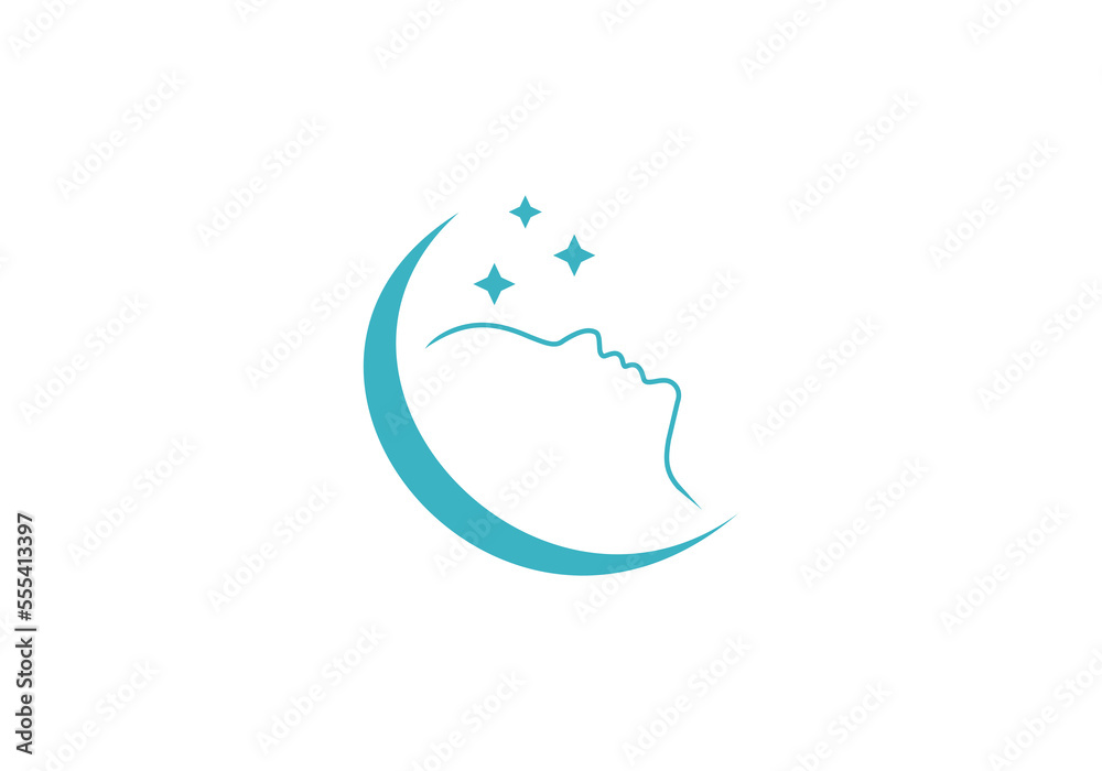 Fototapeta premium sleeping person silhouette logo dreaming initial company icon business logo background illustration