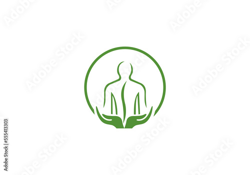 spine logo with hands initial company icon business logo background illustration