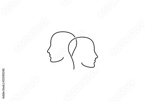 logo silhouette two people heads initial company icon business logo background illustration