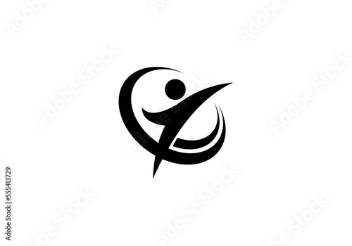 fitness sport person silhouette logo initial company icon business logo background illustration