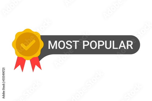 Most popular label with five stars and thumbs up