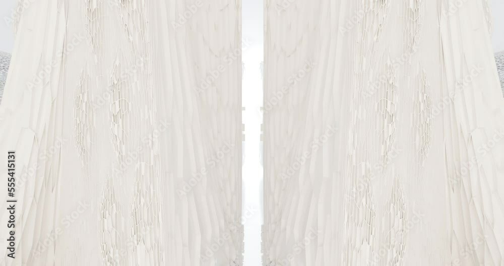 Luxury loop white abstract architectural minimalistic background. Contemporary showroom. Modern exhibition stand. Empty gallery. Backlight. Polygonal Graphic Design. 3D animation and rendering. Luxury loop white abstract architectural minimalistic background. Contemporary showroom. Modern exhibition stand. Empty gallery. Backlight. Polygonal Graphic Design. 3D animation and rendering.
