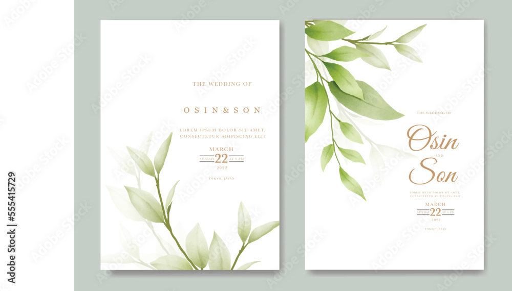 Beautiful Green Leaves Wedding Invitation card