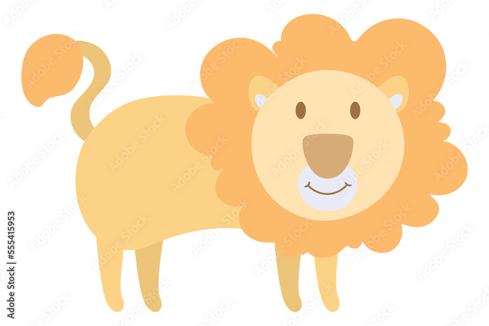 Fototapeta premium Vector cartoon Lion. African animal. funny kind lion. Funny cute charater. Adorable little african animal for fashion print, kids wear, nursery, poster, invitation, greeting card design