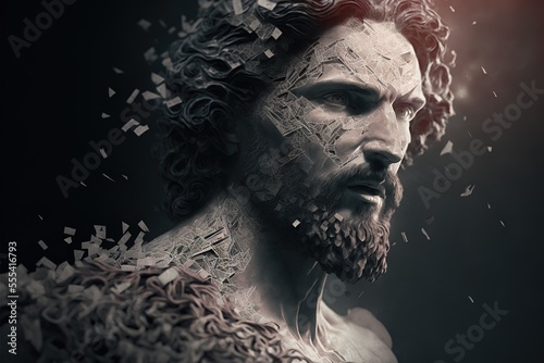 Obraz na płótnie Face Of Jesus Christ Looking Mad Deep In Thought High Detail Artificial Intellig