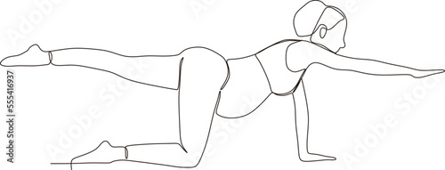 continuous line of beautiful pregnant woman in yoga pose