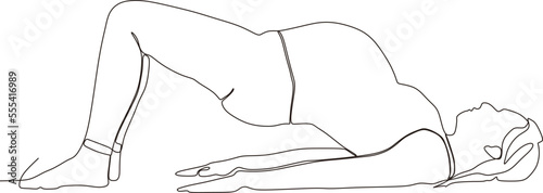 continuous line of beautiful pregnant woman in yoga pose
